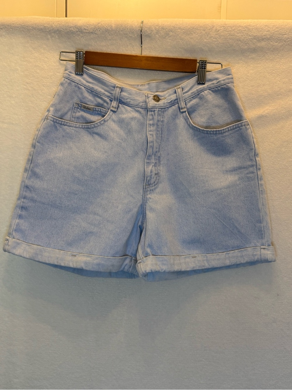 Vintage Riders Light Wash Denim Mom Shorts Rolled Hem Summer Beach Casual